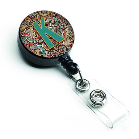 Carolines Treasures Letter K Retro Tribal Alphabet Initial Retractable Badge Reel CJ2013-KBR